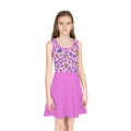 Girls' Pink Leopard Print Sundress – Sleeveless Twirl Dress for Kids