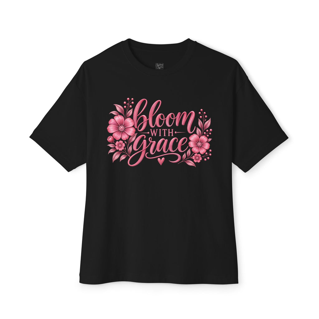 Bloom With Grace Floral Tee — Pink Inspirational Shirt for Women