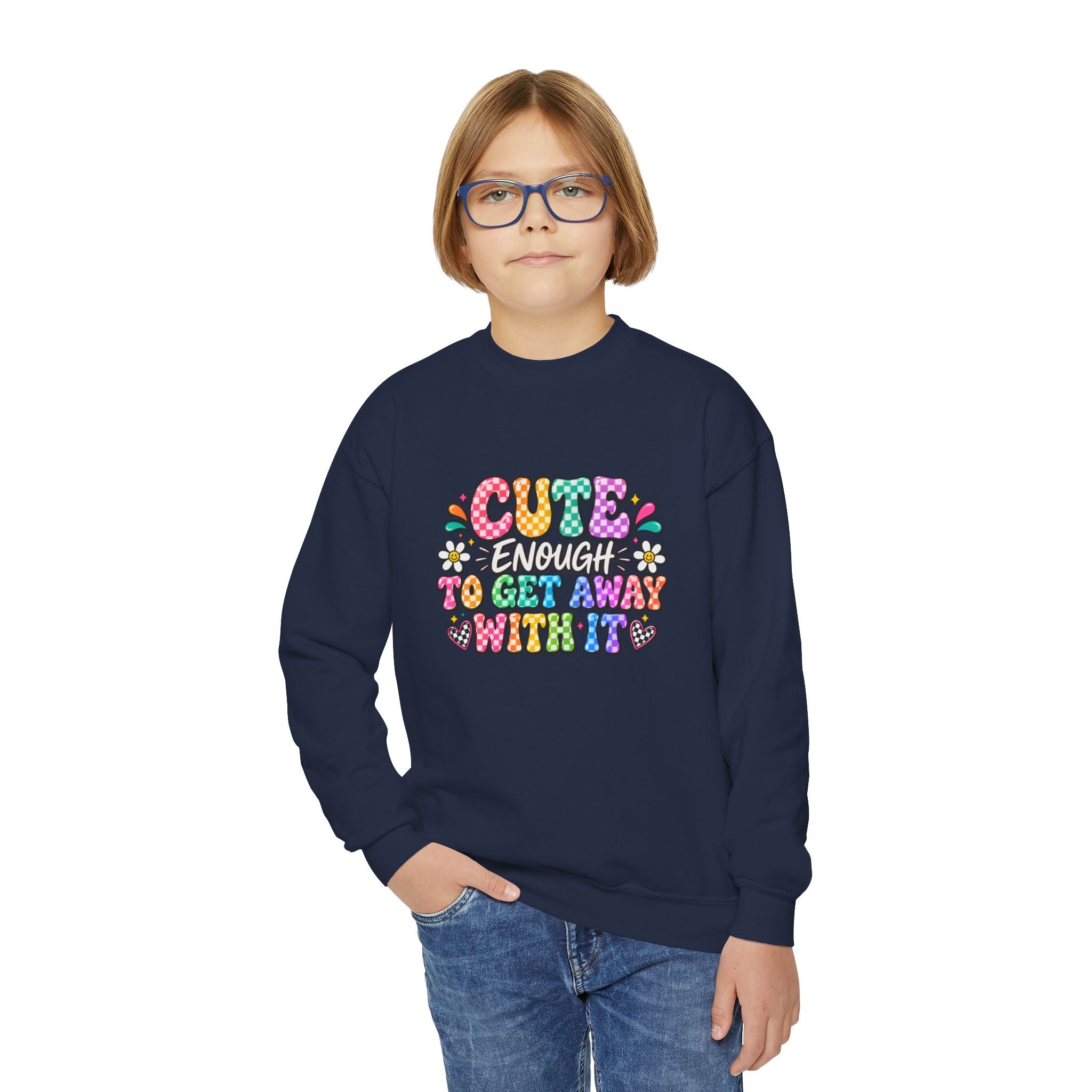 Cute Enough to Get Away With It Youth Crewneck Sweatshirt