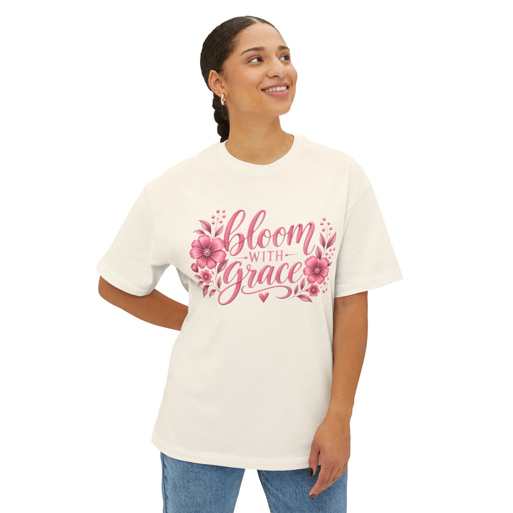 Bloom With Grace Floral Tee — Pink Inspirational Shirt for Women