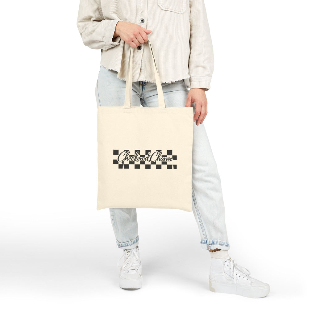 Checkered Charm Canvas Tote Bag — Vintage Checkerboard Market Bag