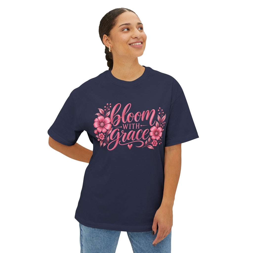 Bloom With Grace Floral Tee — Pink Inspirational Shirt for Women