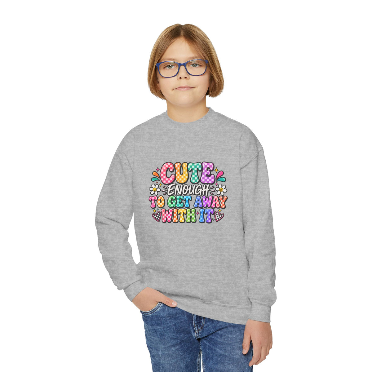 Cute Enough to Get Away With It Youth Crewneck Sweatshirt