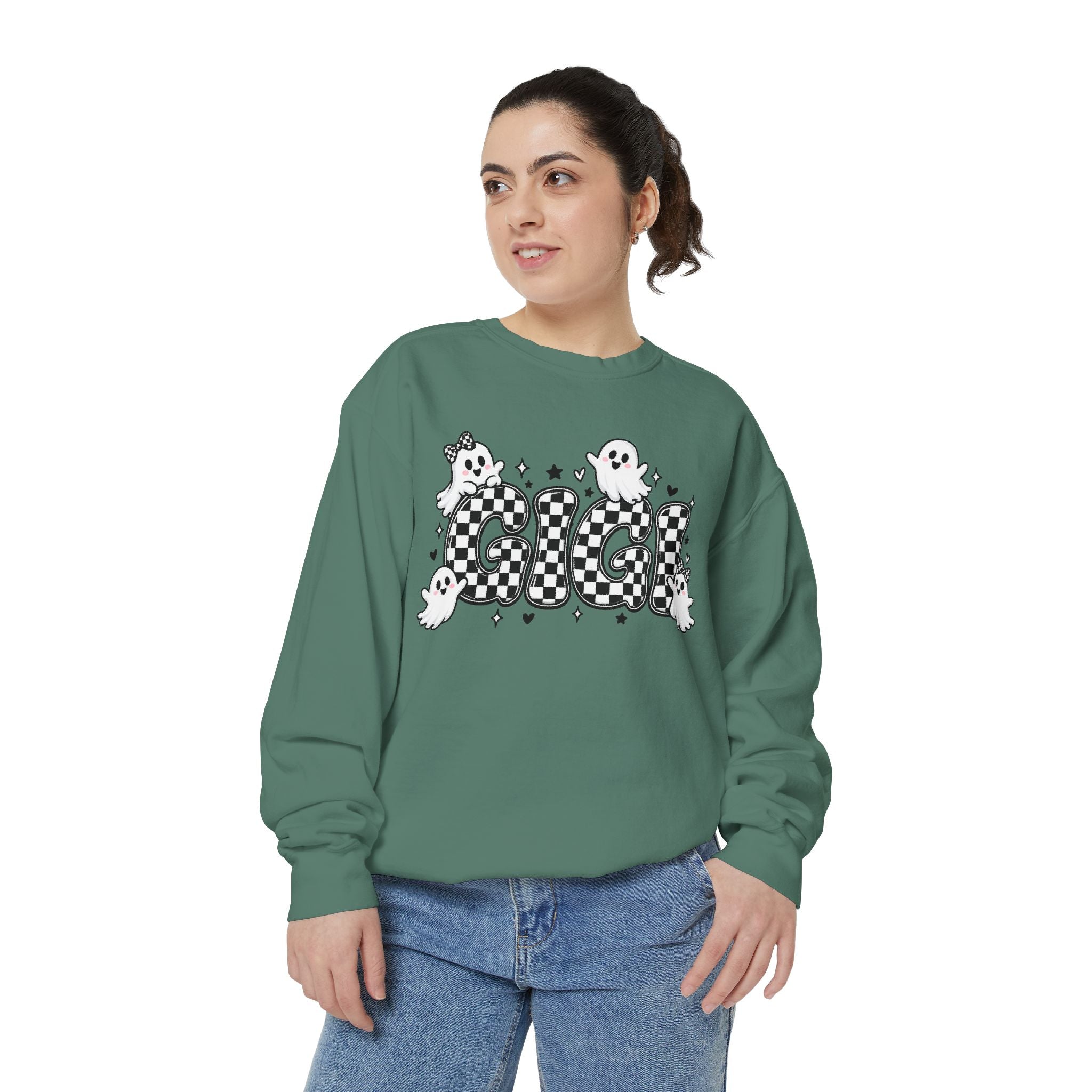 Ghost Check Sweatshirt — Halloween Cute Ghosts Graphic Crewneck