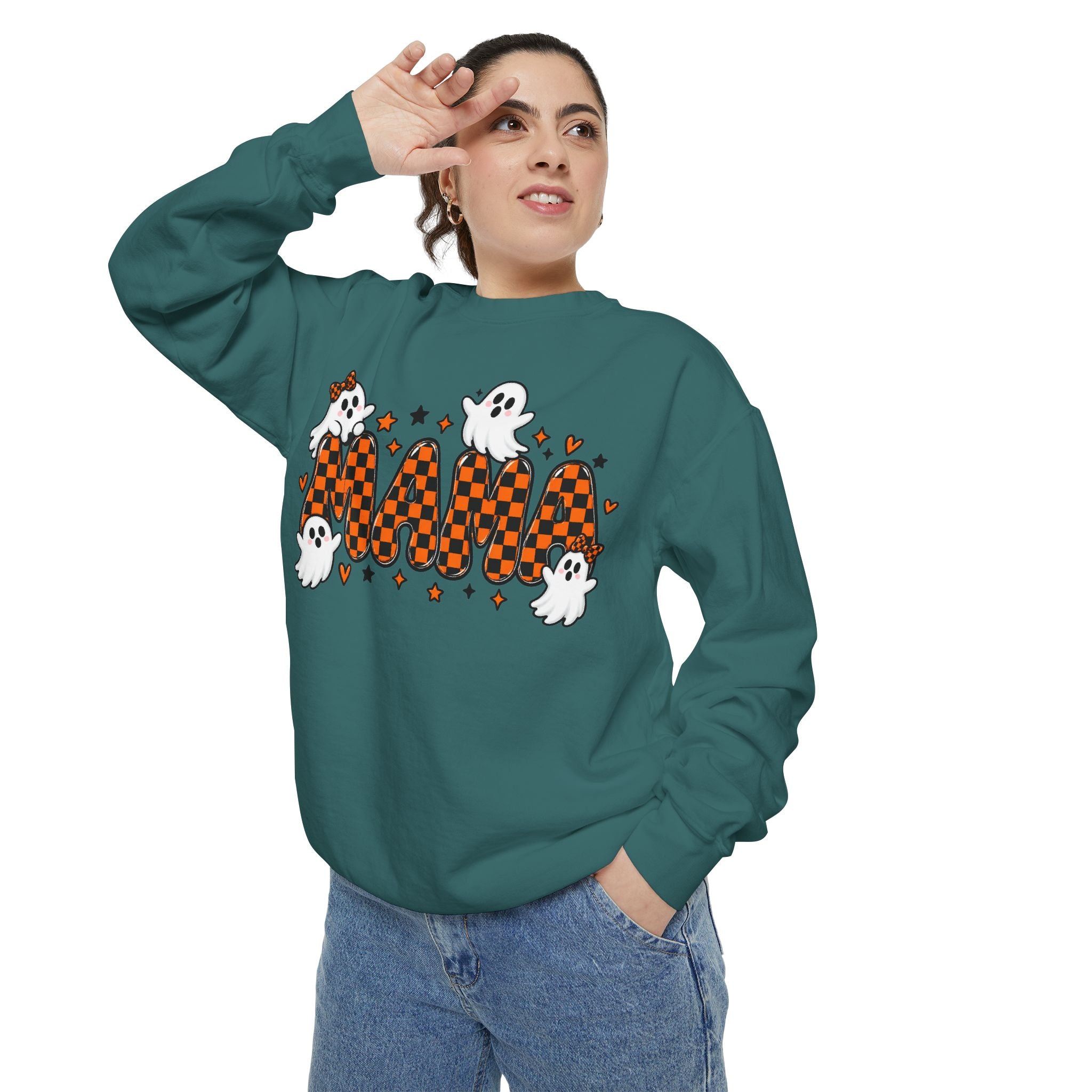 Boo! Checker Ghosts Sweatshirt — Cute Halloween Graphic Pullover