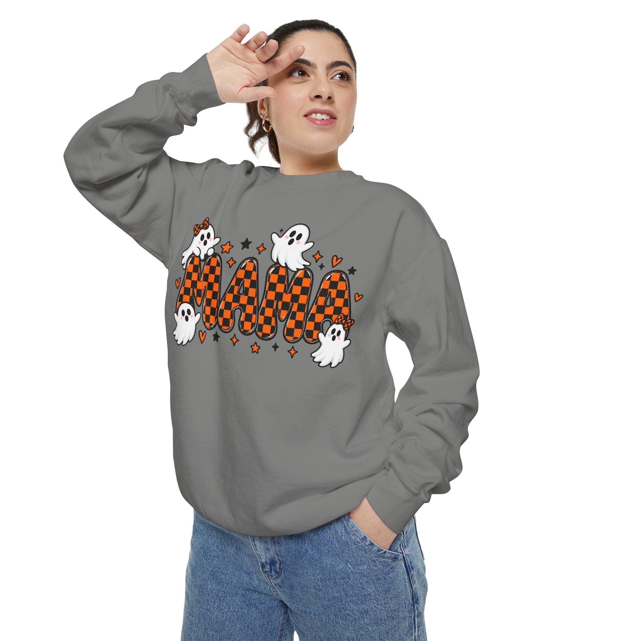 Boo! Checker Ghosts Sweatshirt — Cute Halloween Graphic Pullover