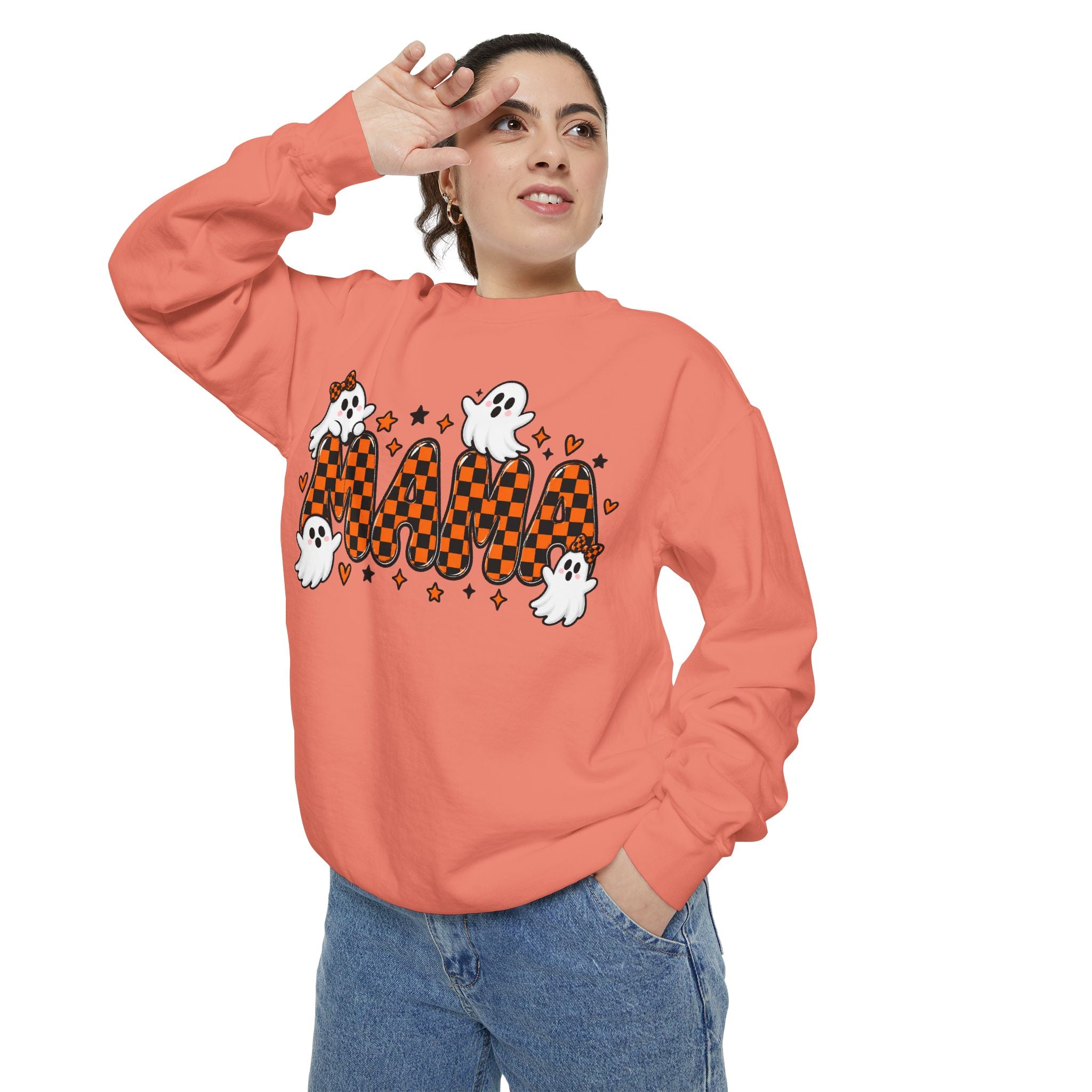 Boo! Checker Ghosts Sweatshirt — Cute Halloween Graphic Pullover