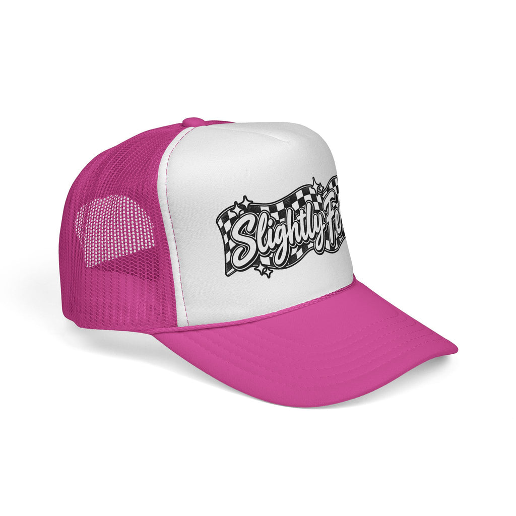 Slightly Feral Trucker Cap — Vintage Checkered Logo Mesh Hat