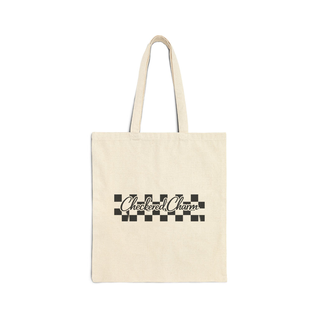 Checkered Charm Canvas Tote Bag — Vintage Checkerboard Market Bag
