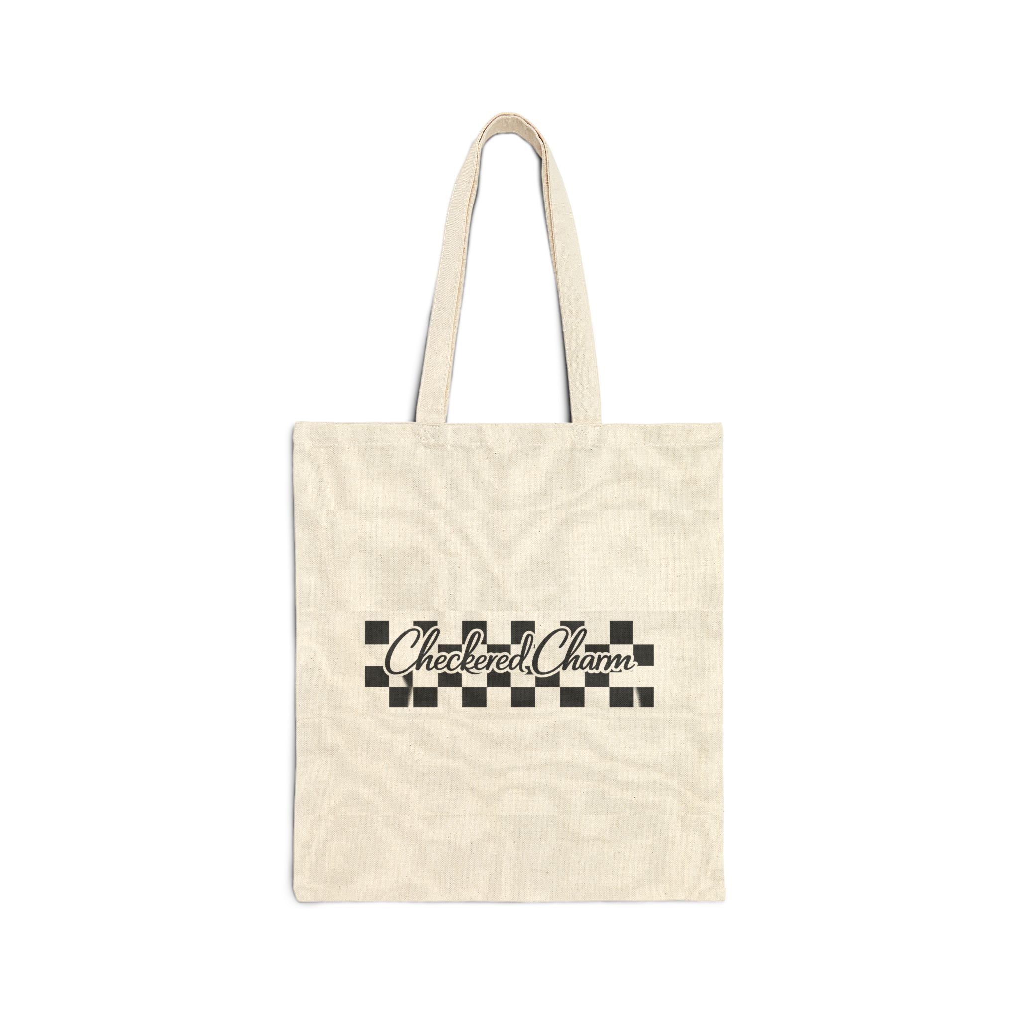 Checkered Charm Canvas Tote Bag — Vintage Checkerboard Market Bag