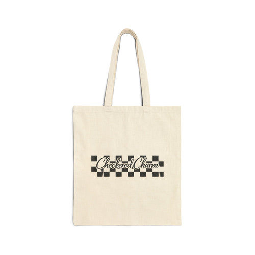 Checkered Charm Canvas Tote Bag — Vintage Checkerboard Market Bag