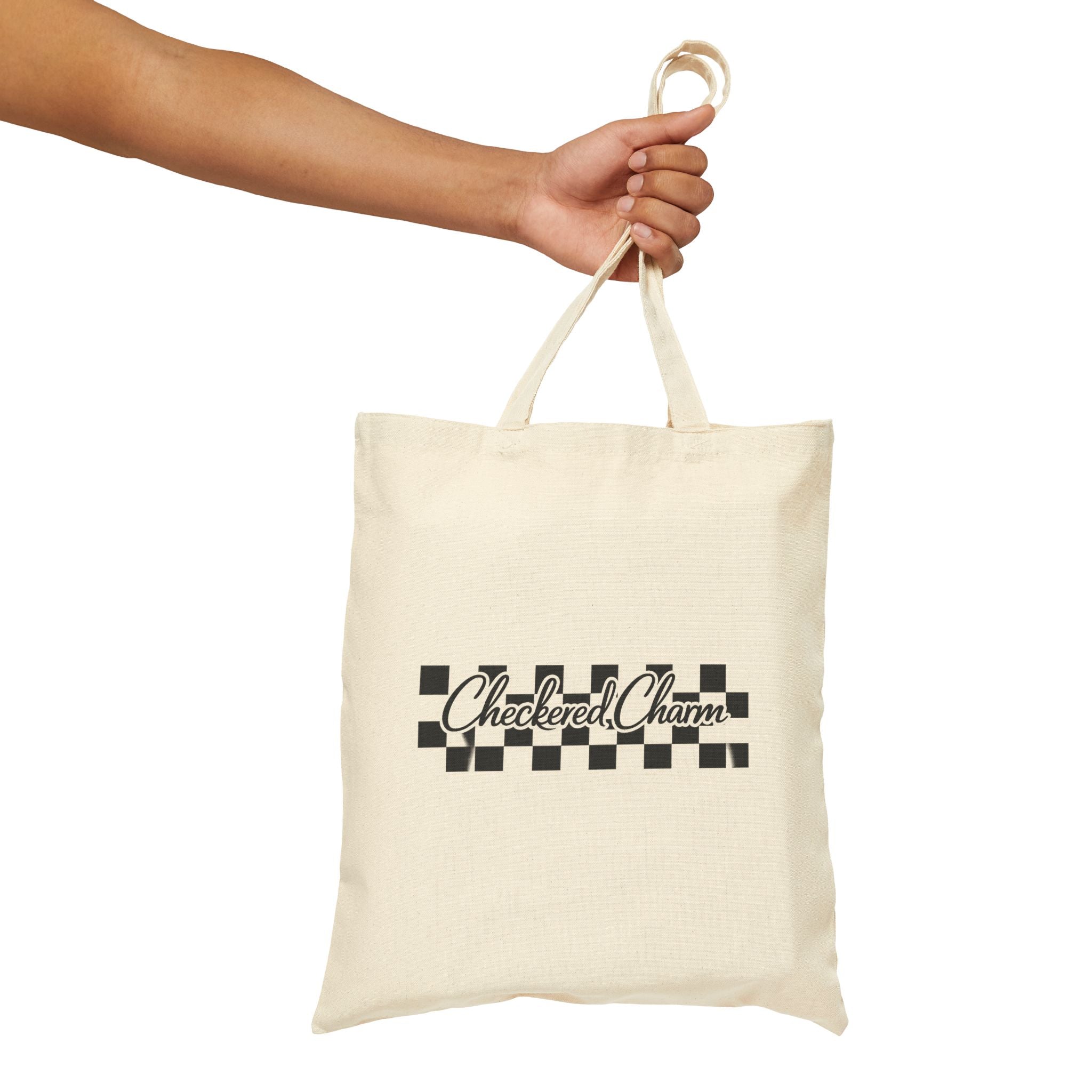 Checkered Charm Canvas Tote Bag — Vintage Checkerboard Market Bag
