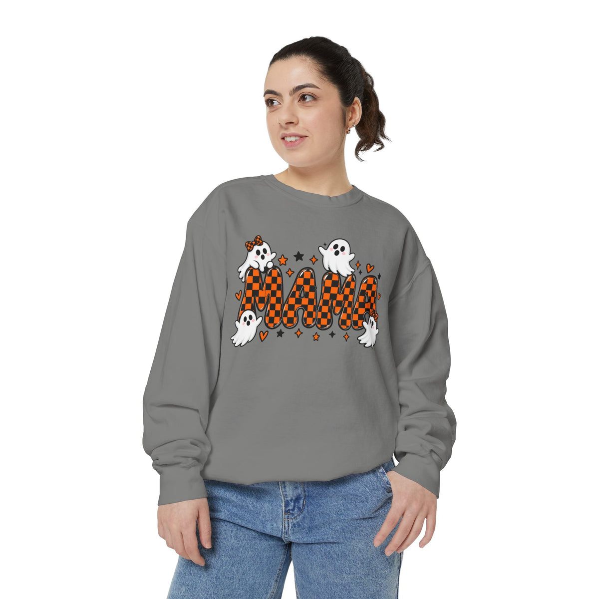 Boo! Checker Ghosts Sweatshirt — Cute Halloween Graphic Pullover