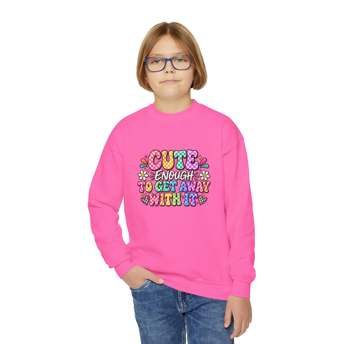 Cute Enough to Get Away With It Youth Crewneck Sweatshirt