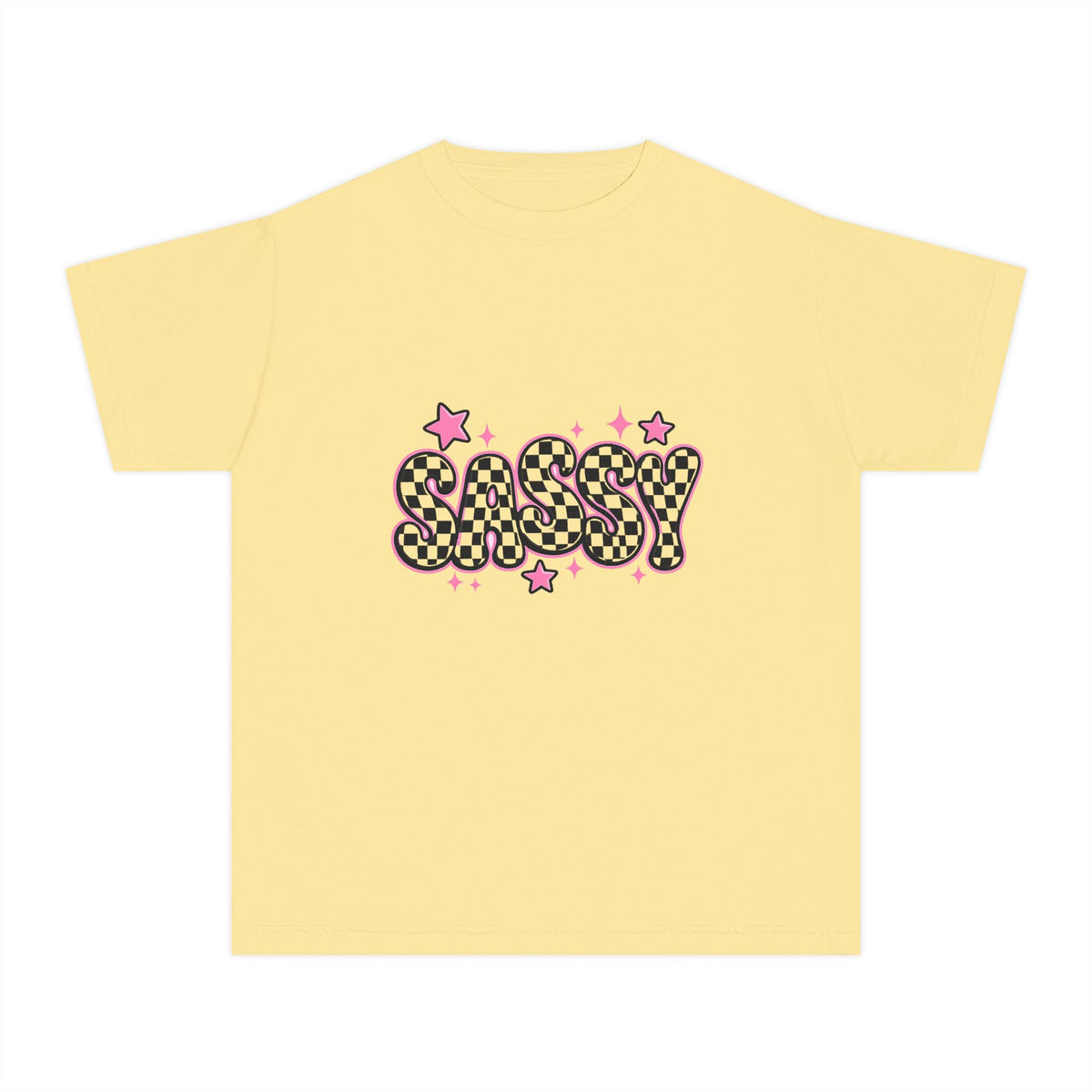 Sassy Youth Tee — Leopard Bubble Letter Graphic with Stars