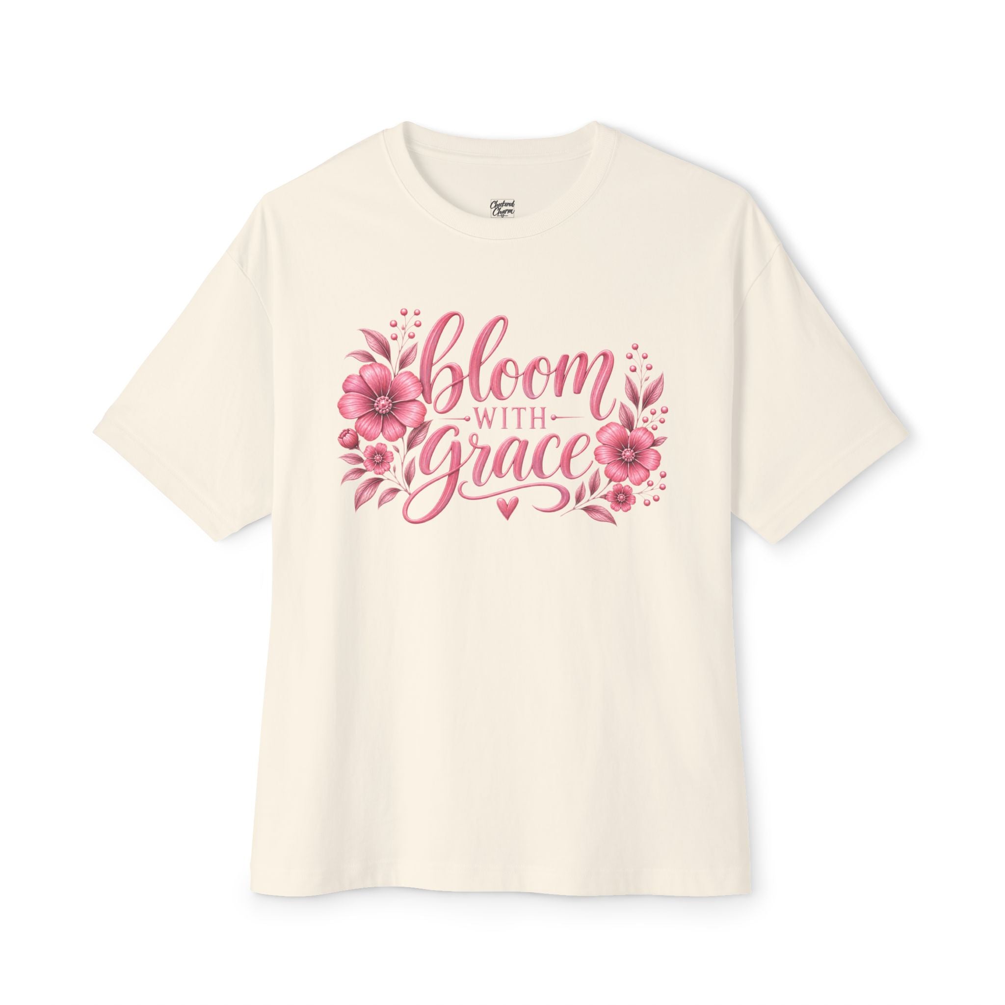 Bloom With Grace Floral Tee — Pink Inspirational Shirt for Women