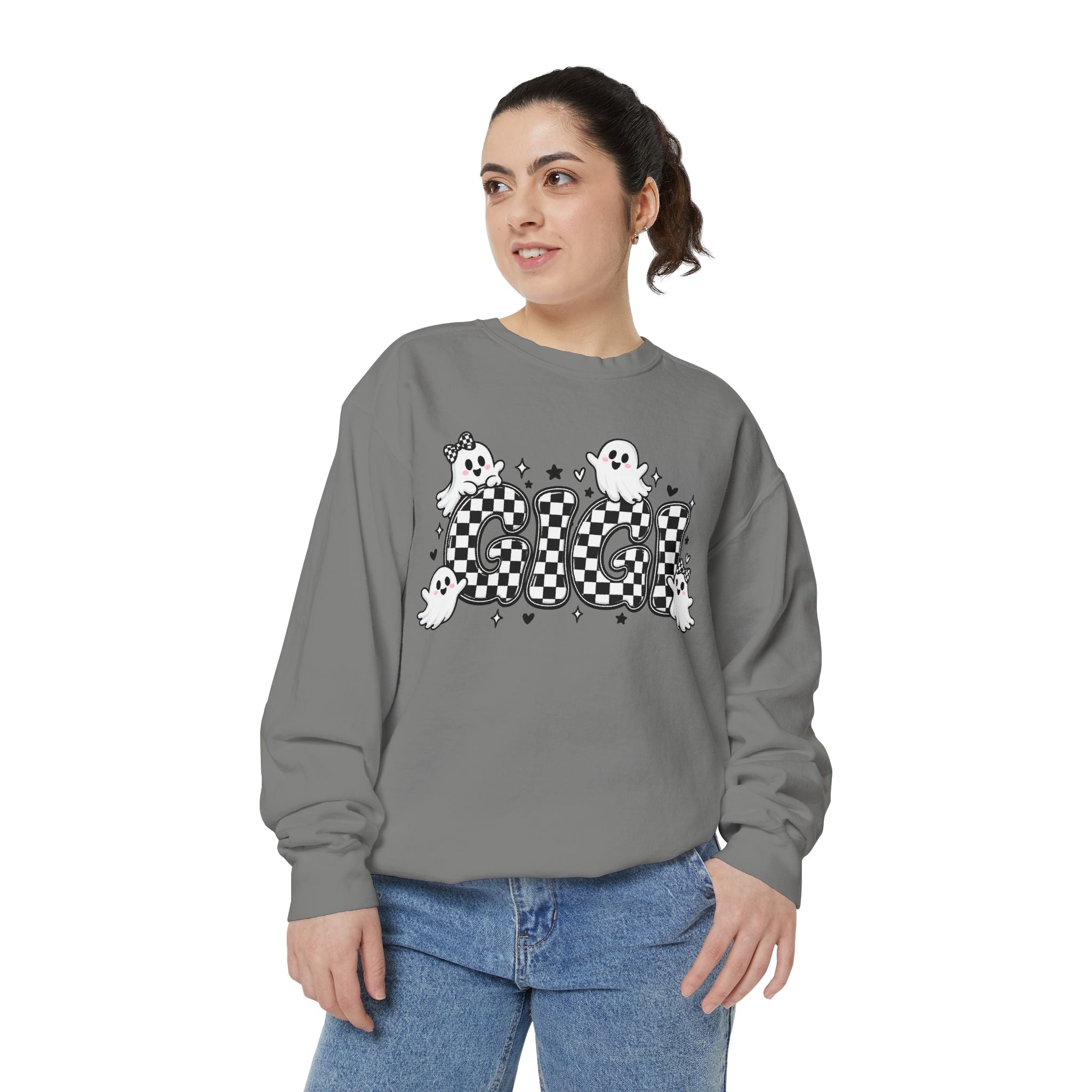 Ghost Check Sweatshirt — Halloween Cute Ghosts Graphic Crewneck