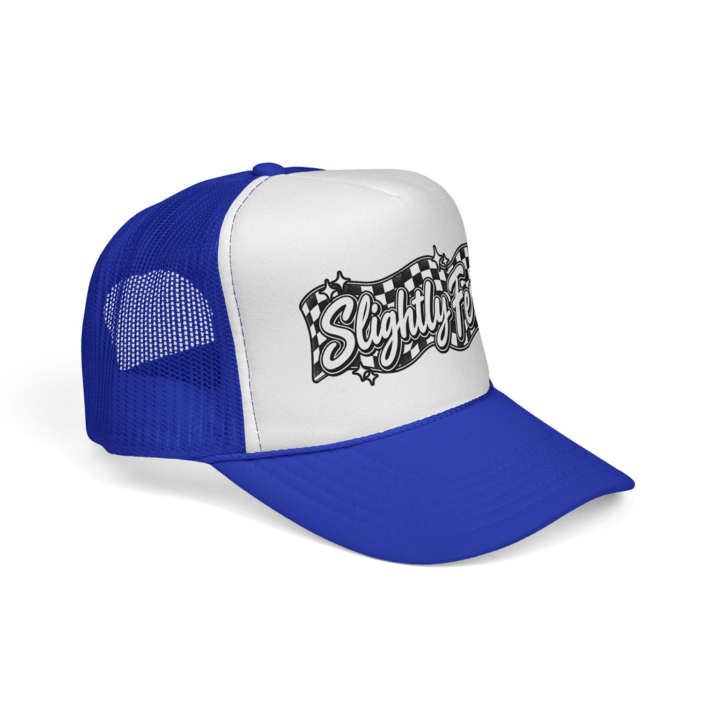 Slightly Feral Trucker Cap — Vintage Checkered Logo Mesh Hat